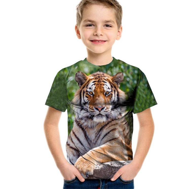 Summer Funny Animal Children Tee Shirts Casual Short Sleeve Cartoon Kids Top Boys Girls Wolf Fashion 3D T Shirt