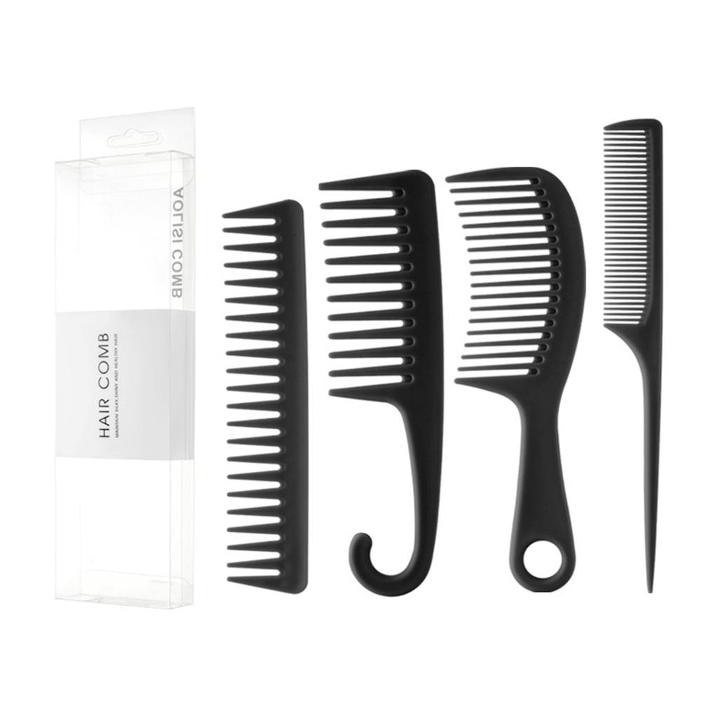 4Pcs Wide Tooth Curl Comb Detangling Comb Texture Comb For Women Curly Wet/Dry Wavy Thick Hair Wigs Salon Barber Hairstyle Tool