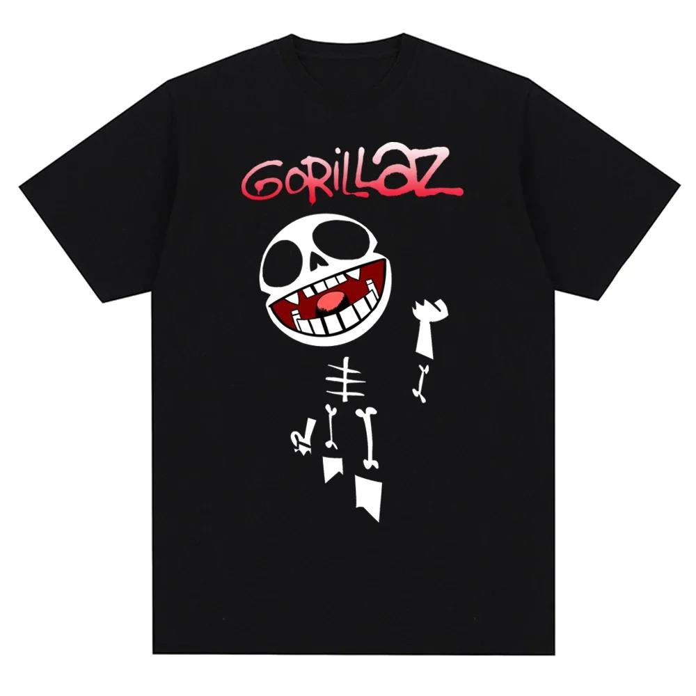 Музыкальная группа Gorillazs Punk Rock Print 90-е Повседневная одежда с коротким рукавом Трендовая летняя мужская футболка с круглым вырезом