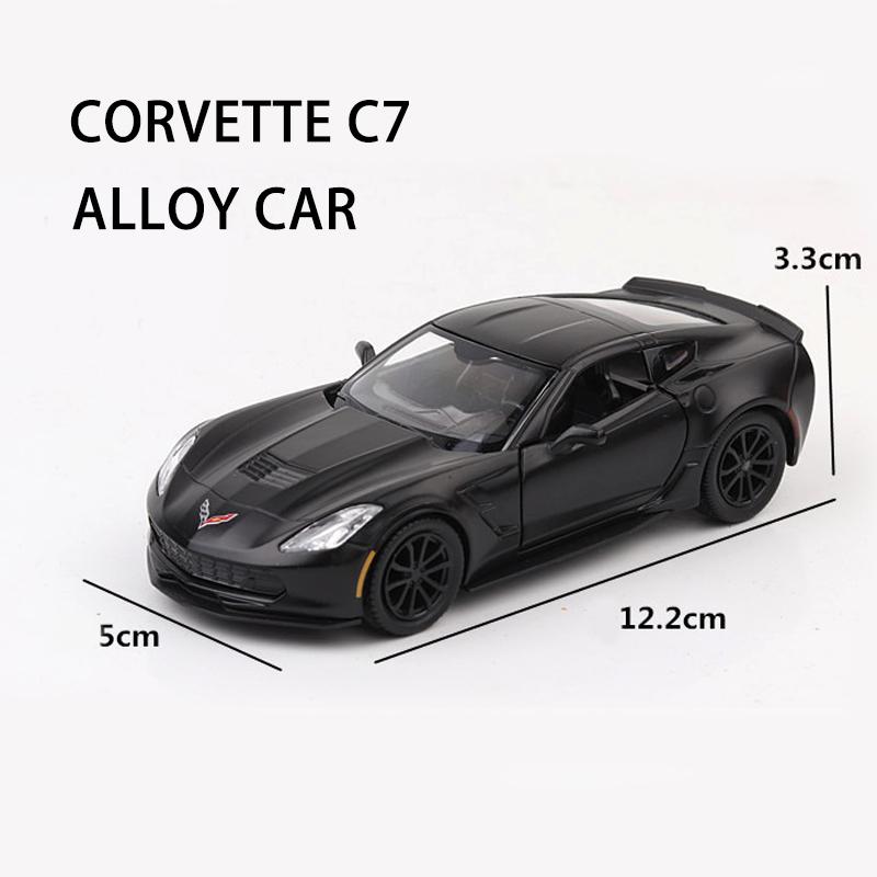 1:36-масштабная модель Chevrolet Corvette C7 из сплава, литая под давлением, суперспортивная модель автомобиля, имитация металлического кузова автомобиля с откатом, детские игрушки