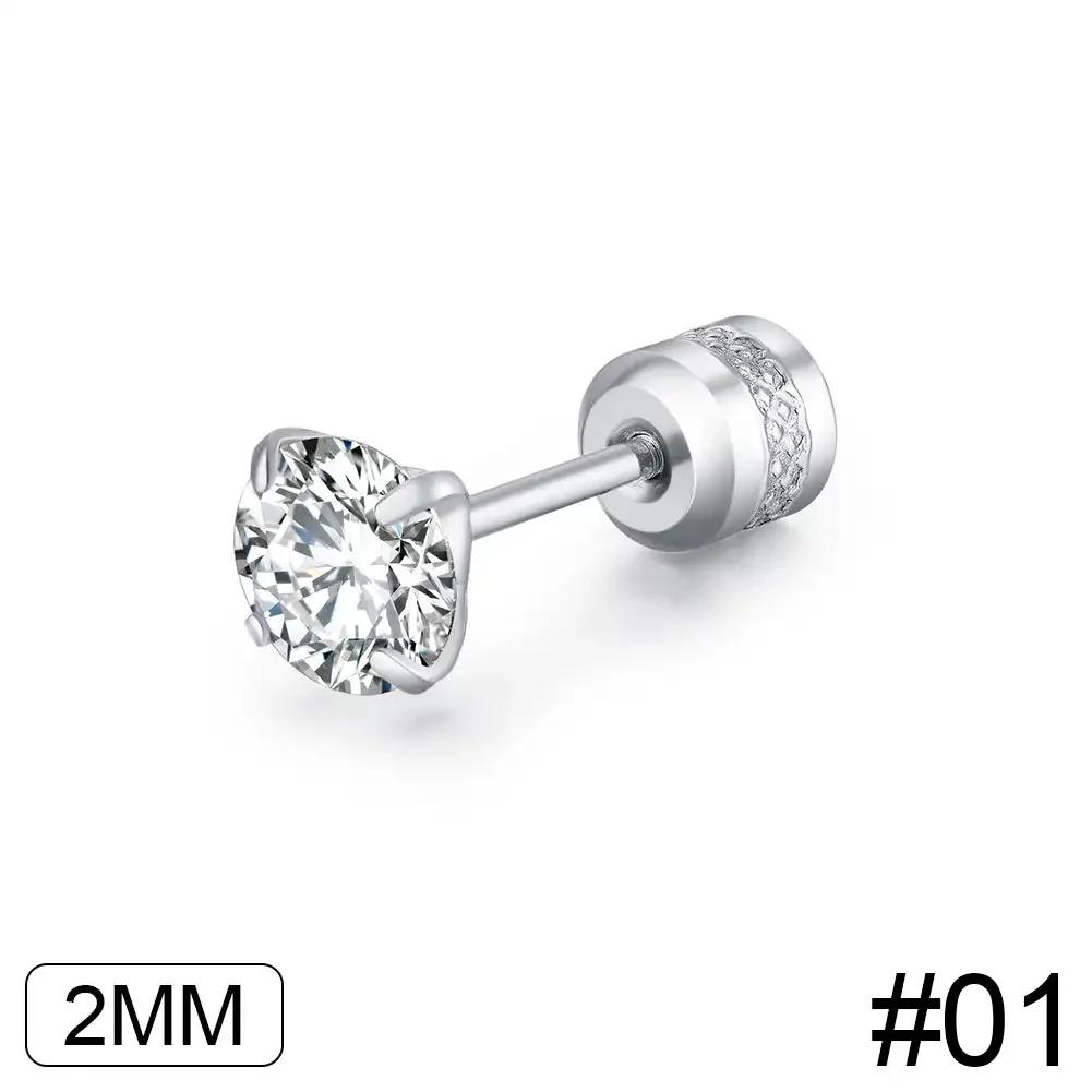 Fashion Four Claw Zircon Cartilage Stainless Steel Ear Stud Crystal Zircon Earrings Piercing Jewelry Steel Clear