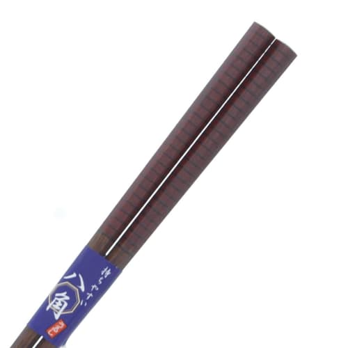 Ishida Japanese-Made Chopsticks, Octagonal, Lined, Wooden (Natural Wood), Lacquered, Pointed, 20.5cm, Black