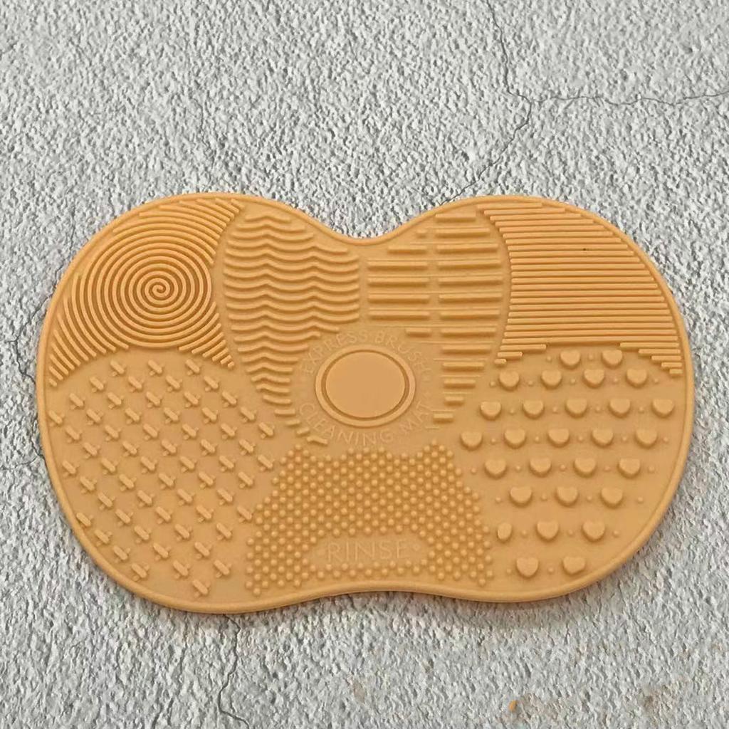 Чистый цвет, силиконовая чистящая подушечка для яблока с присоской, противоскользящая маленькая косметическая кисточка для макияжа, чистящая подушечка для макияжа