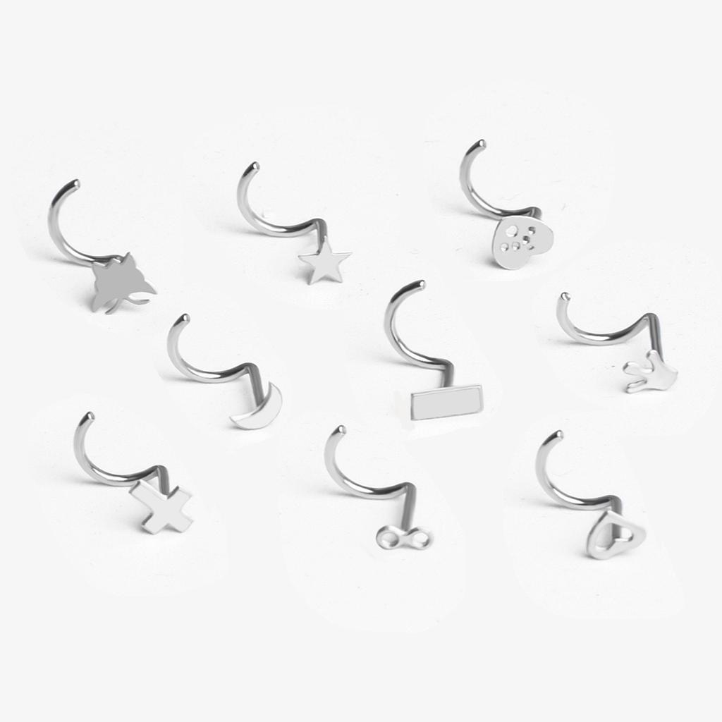 Новое изогнутое носовое кольцо из нержавеющей стали с гальваническим покрытием из розового золота, 9 шт. / Лот