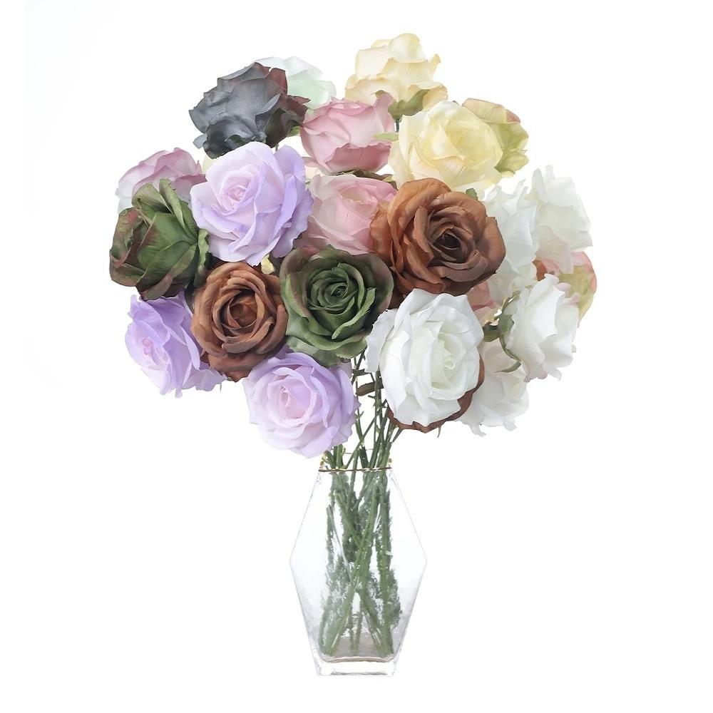 Vintage Simulated Rose Bouquet 3 Heads Artificial Flowers Flower Bouquet Photography Props