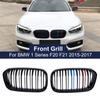 Front Bumper Grille Kidney Grills Double Slat For BMW 1 Series F20 F21 LCI 120i 2015- Gloss Black M Color Car