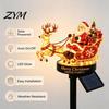 Christmas Tree Gift Box Pathway Markers Santa And Reindeer Sleigh Solar Garden Stake Light, Warm LED Decorative Lawn for Lamp, Powered Outdoor