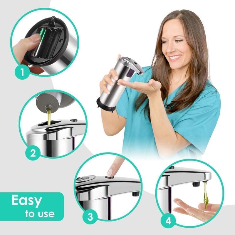 Stainless Steel Soap Dispenser Automatic Liquid Soap Dispenser Smart Sensor Handwash Dispenser 250ml Kitchen Bathroom Dispenser | Liquid Soap Dispense