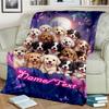1PC Custom Name Puppy Moonlit flannel blanket versatile,all-season throw suitable for the living room,bedroom,camping,travel,and gift