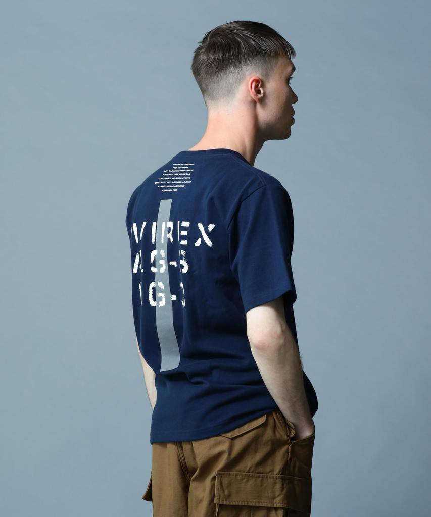 AVIREX REMODEL DESIGN CREW NECK T-SHIRT(WEB&DEPOT Exclusive) XL navy 783-3934025