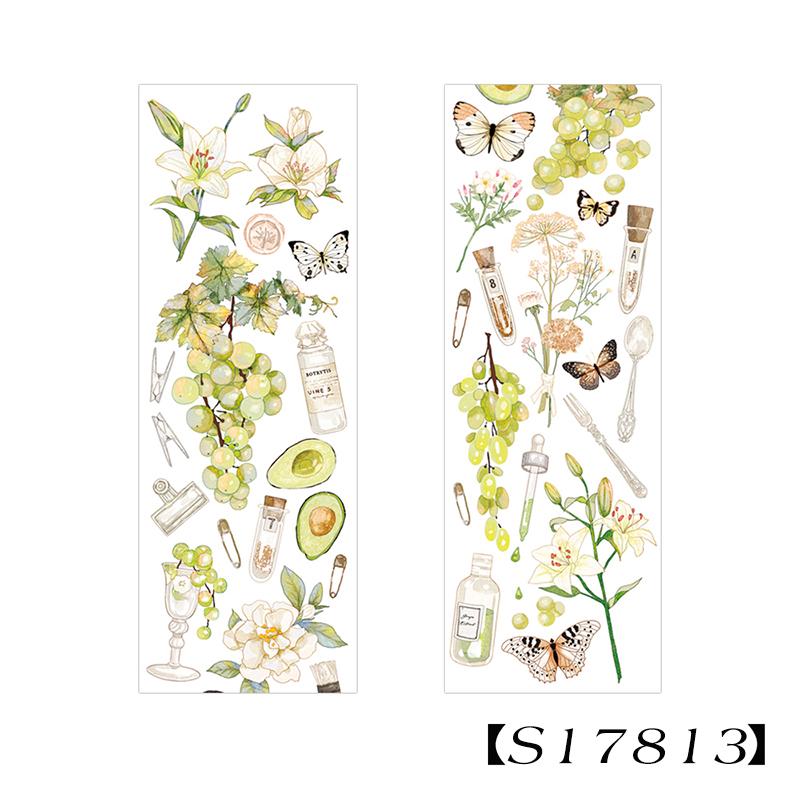 4 стиля, 1 шт./пакет, свежие растения, длинные полоски, наклейки, эстетические цветы, фрукты, украшения для ручного счета, канцелярские наклейки HMM