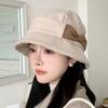 Spring and Autumn new bucket hat female face small bow basin hat elegant face covering fashionable versatile foreign style sun hat
