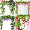 Листья Свадебные украшения Искусственные цветы Глициния Растение Поддельные Плющ Лоза Листва Висячий цветок