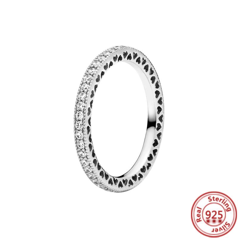 925 стерлингового серебра принцесса тиара корона сверкающее сердце любовь фианит пантаро кольца для женщин помолвка ювелирные изделия годовщина