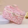 Cosmetic Bag Floral Pattern Large Capacity Dual Smooth Zipper Easy-to-clean Foldable Makeup Organizer