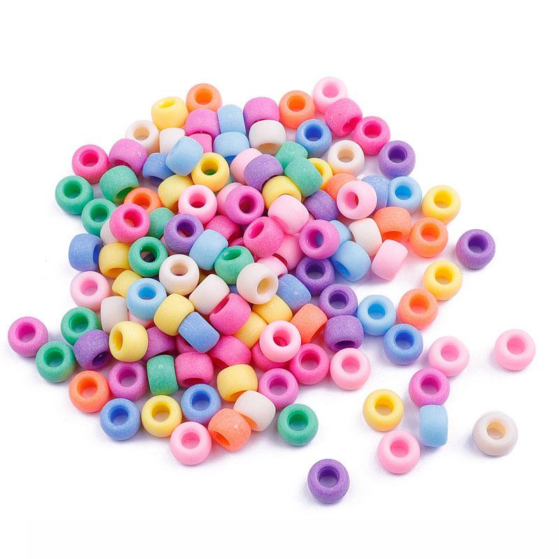100pcs/Pack 6*9mm Big Shiny Large Hole Acrylic Spacer Beads For Jewelry Making Necklace Bracelet DIY Dreadlock