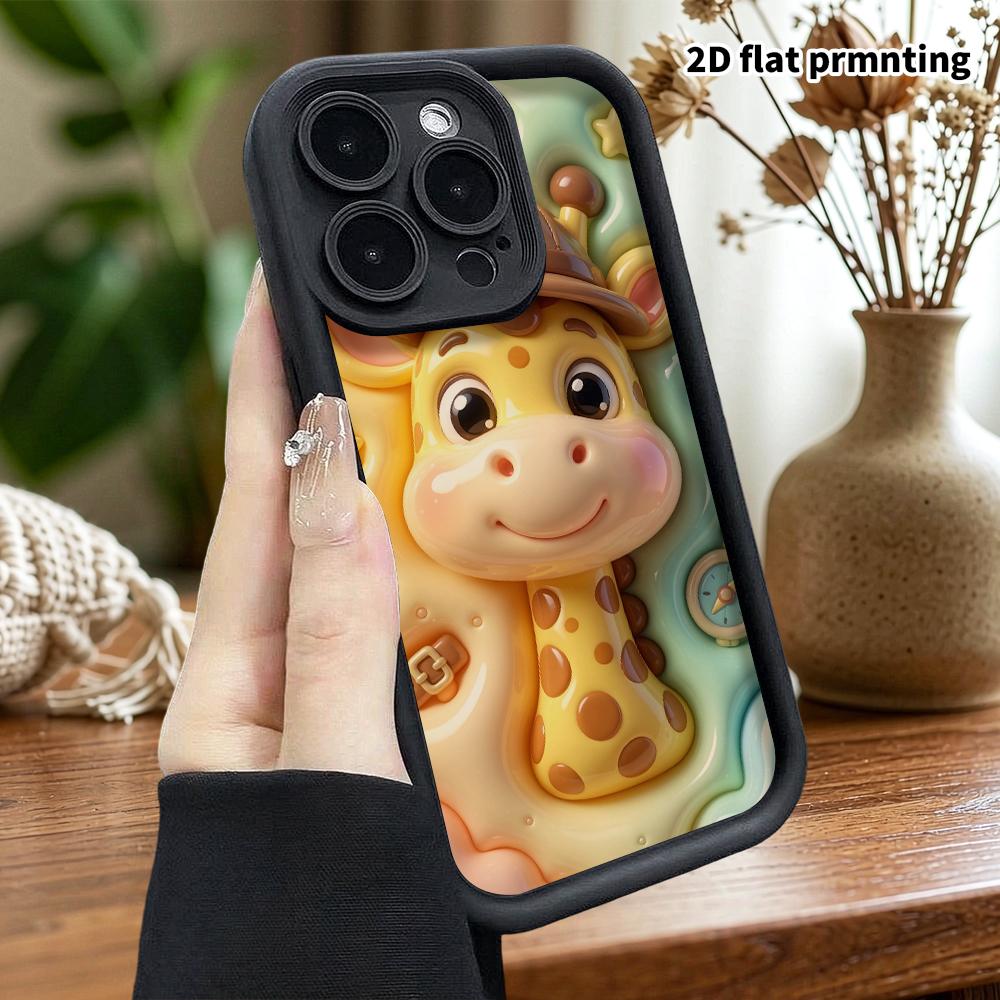 Phone Case: 2D flat design suitable for iPhone 18 17 16 15 14 13 Pro protective case, adventure giraffe, perfect Christmas and Halloween holiday gift