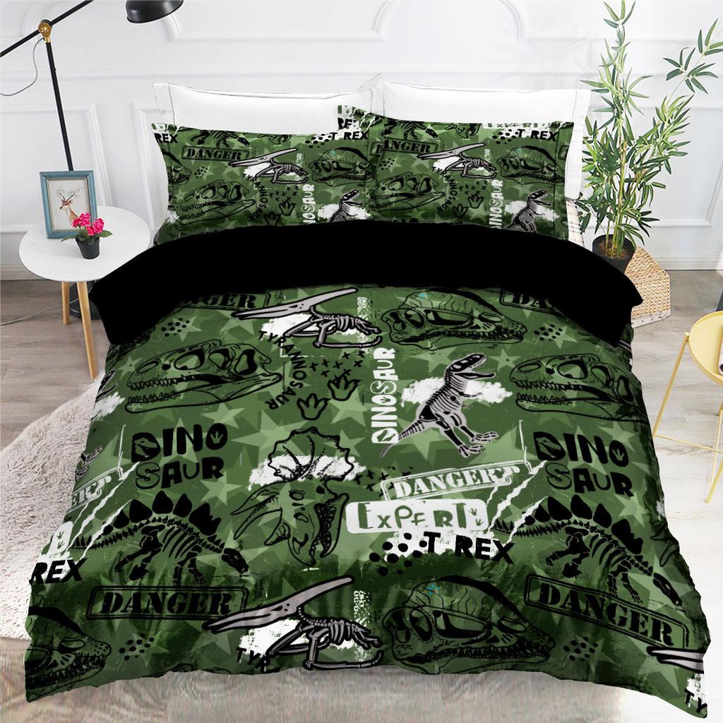 Комплект постельного белья с 3D динозавром и принтом животных, пуховый пододеяльник, наволочка, 2/3 шт., AU180 * 210, полноразмерный домашний текстиль, пододеяльник для мальчиков и подростков