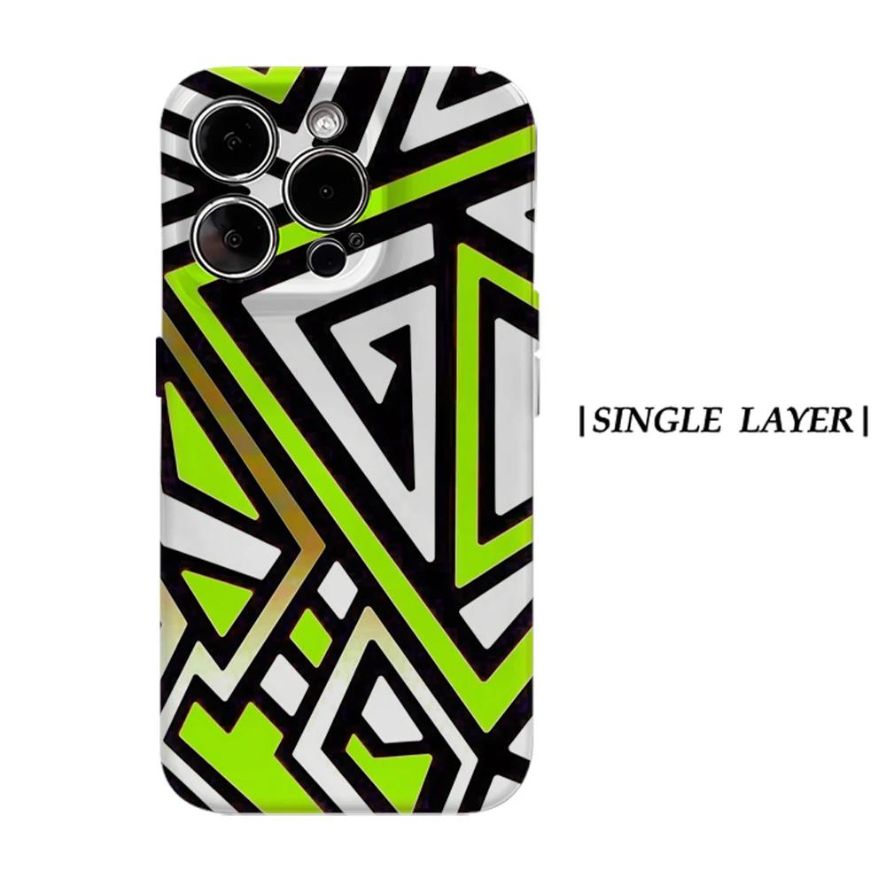 Неоновый tribal чехол для телефона для iPhone 17 16 15 14 13 Pro Max Plus для магнитного однослойного двухслойного прочного чехла