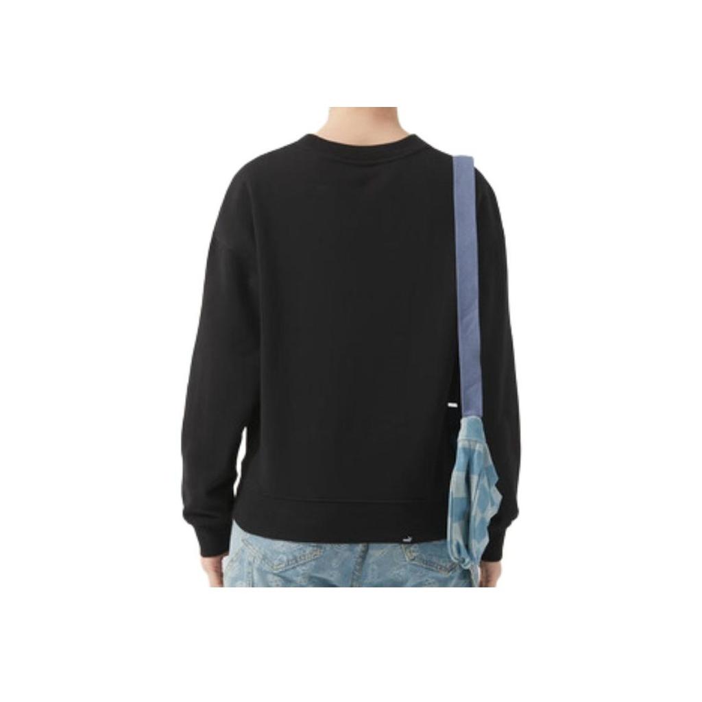 Puma Свитшот Essential Crew из флиса однотонный свободный унисекс черный 632292-01