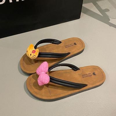 Новые милые шлепанцы Hello Kitty с бантиком, на плоской подошве, высокая ценность, сладкие, пляжные, студенческие, женские туфли