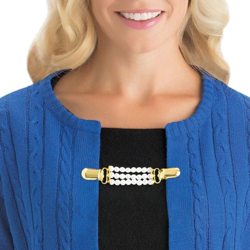 Vintage Beaded Pearls Sweater Cardigan Clip Elegant Clothing Jewelry Acrylic Texture Beaded Shawl Clip Present for Women