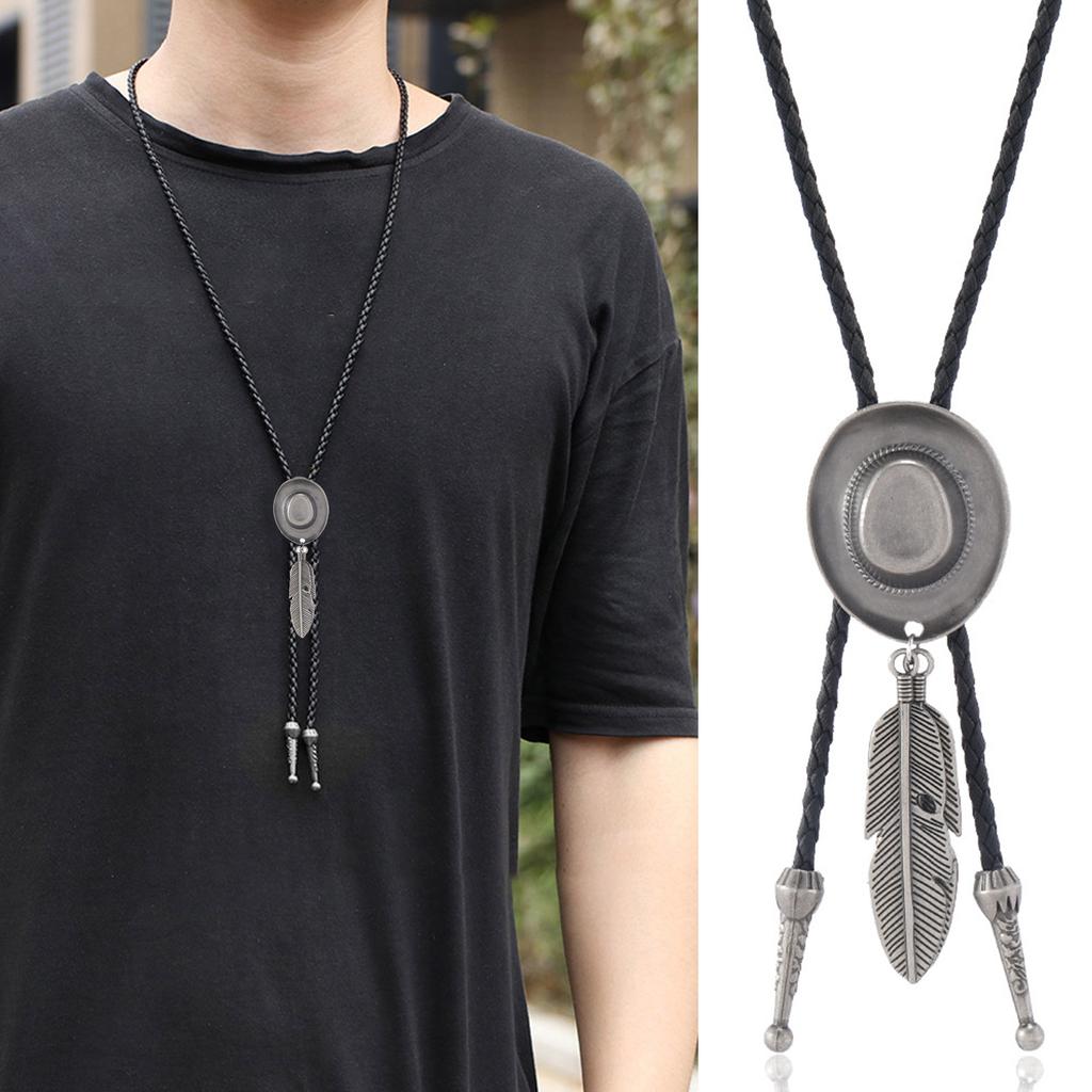 Vintage Western Cowboy Bolo Tie Horn Necktie Punk Necklace Costume Accessory Bolo Tie Western