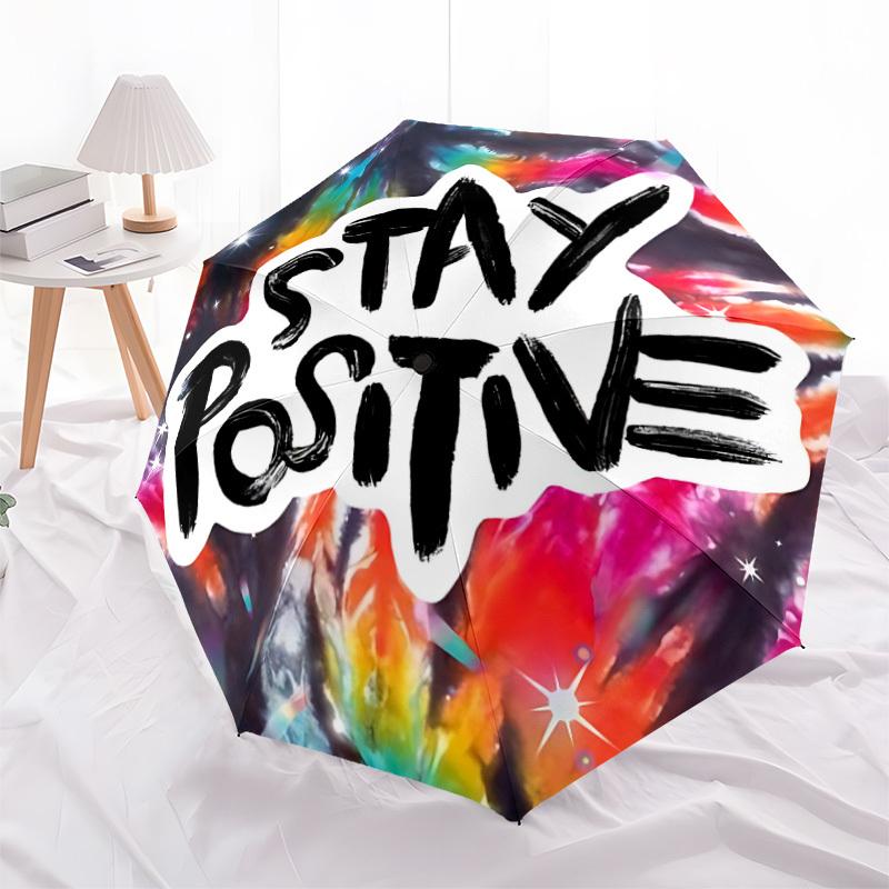 1pc Positive Vibe Automatic Open/close Folding Umbrella, Compact Portable Travel Umbrella, Durable Construction yy251230127