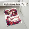 Butterfly Theme Crystal Velvet Rug Personalized Custom Name Text Soft Floor Mat Home Decor