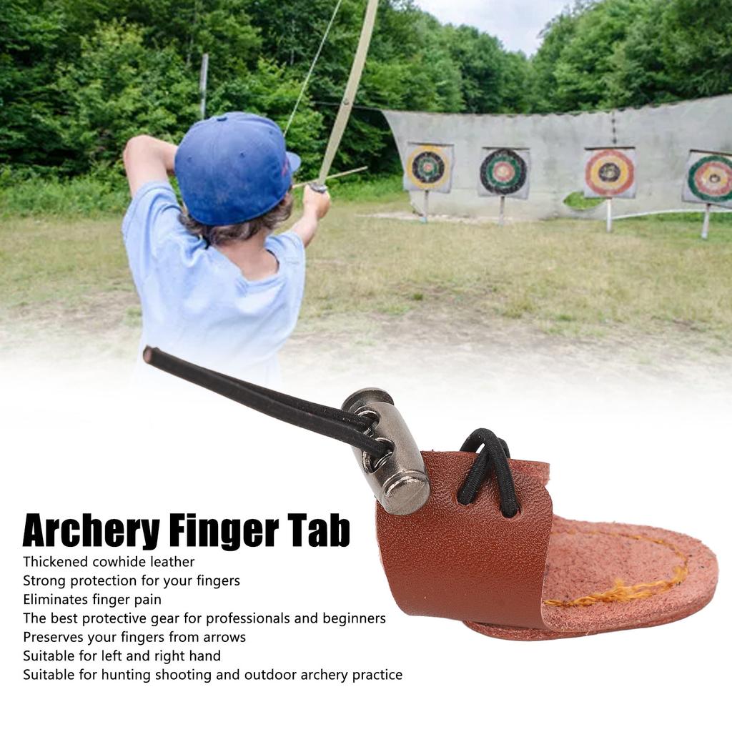 Archery Finger Guard Cowhide     Elastic Finger Tab for 20 to 50lb Bow