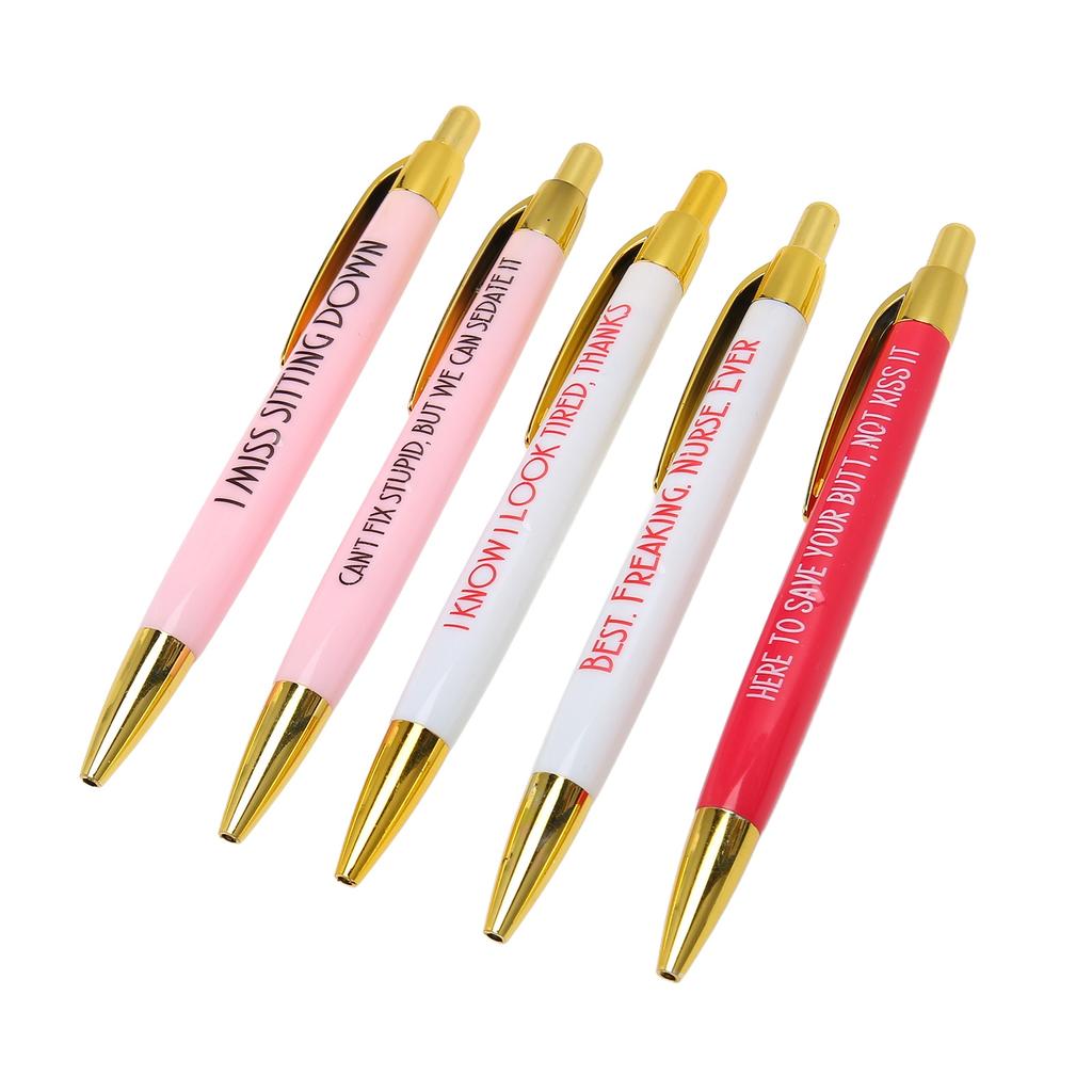 5pcs Nurses Pen Set with Metal Clip Smoothly Writing 3.5mm Nib Easy to Hold Portable Ballpoint Pens for Office