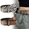 Leopard Print Heavy Metal Belt Punk Women's Belts Trend Jeans Belt  Fashion Decoration