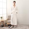 Plus Size Men's Autumn Winter Bathrobe Couple's Thickened Long Robe Solid Waist-tie Loungewear with Pockets