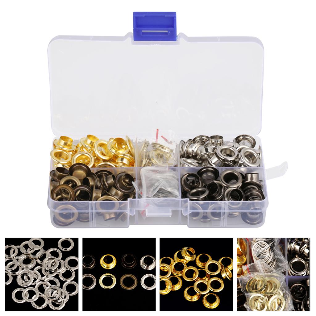 140sets box 8mm Brass Eyelet Grommet Set Craft Clothes Accessories