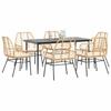 VidaXL Garden Dining Set Cushions 7pcs Brown Poly Rattan Glass, Outdoor Dining Set, Furniture of 3334461