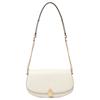 MICHAEL KORS Mila oval flap design gold lock element cow split leather shoulder crossbody bag medium women's milk white