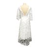 Lace Flared Sleeve Wedding Dress for Bride Deep V Neck Open Back Bridal Ball Gown Boho Beach Swing Dress