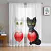 Черно-белые прозрачные шторы с изображением кота для гостиной, тюлевые шторы для детской спальни, кухонные шторы для окон