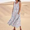 Women's Summer Casual Fashion Flower Printed Sleeveless  Pocket Dress
