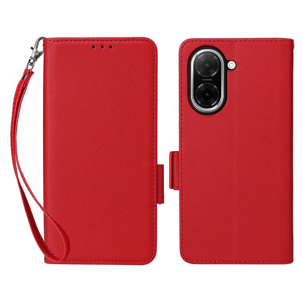 Для Xiaomi Redmi A5 NFC (173,45 мм) Чехол с ремешком на запястье, текстура личи, кошелек из ПУ кожи, чехол для телефона