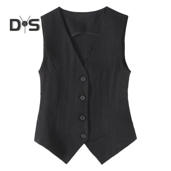 Женский жилет однобортный однотонный без рукавов с V-образным вырезом, облегающий строгий деловой кардиган в стиле ретро для офиса, свадьбы, банкета, жилет