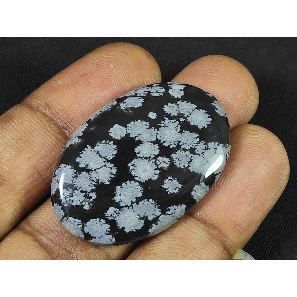 25X38X05MM Натуральный Снежный Обсидиан Овальный Кабошон Россыпной Драгоценный Камень 45 карат. SK-3773