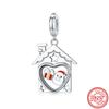 925 Silver Heart Christmas Hat Socks House Tree Apple Ice Crystal Snow Winter Beads Fit Original  Charms Bracelet Jewelry