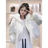 Down Jacket Women's New Korean Style Ultra Short Hooded Thickened White Duck Down Winter Jacket for Little People