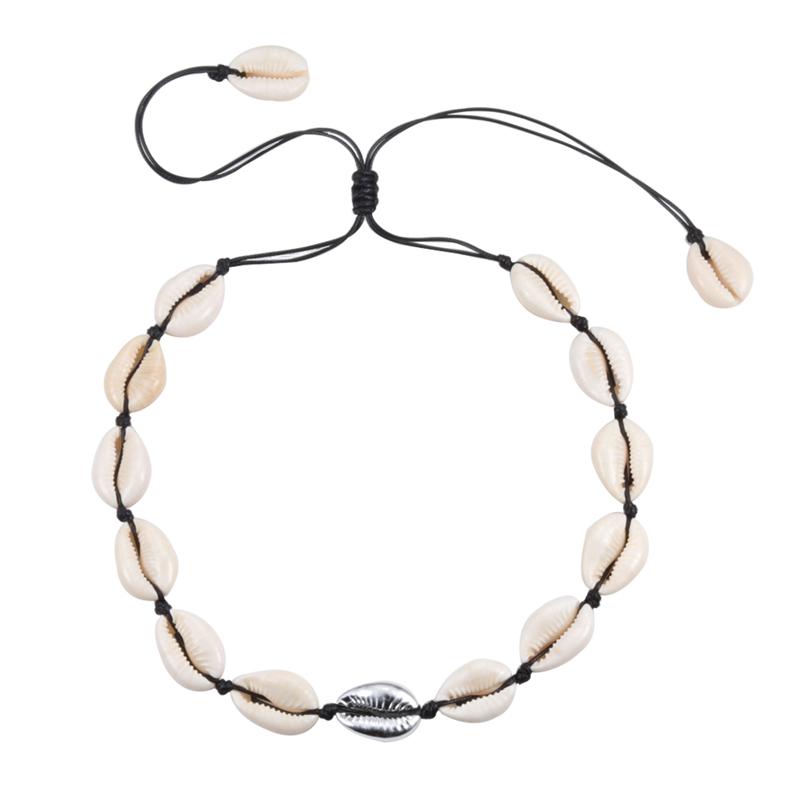 Ожерелье из ракушек Conch Seashell, Женские украшения, Летнее пляжное колье из ракушек, бохо-веревочное ожерелье из бисера каури, воротник ручной работы, Женский