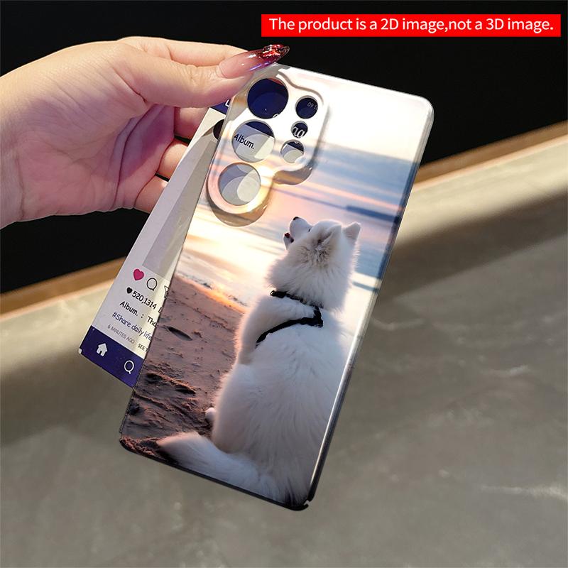 2DFlat Samsung phone case White Samoyed at Sunset Beach Applicable to Galaxy S22 S23 S24 S25ULTRA S26 A12 A13 A14 A15 A16