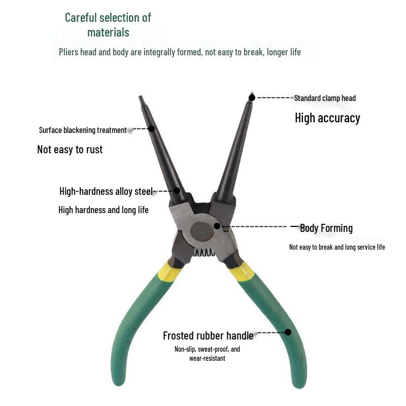 7-дюймовый многофункциональный набор щипцов для стопорных колец: 4-компонентный внутренний и внешний изгиб