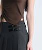 MUSINSA STANDARD WOMAN Женская футболка из тенсела с боковым разрезом [Темно-коричневый]