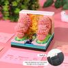 Peach Blossom Forest 3D Creative Gift Precut Paper Cards Cube with LED Light and Weekly Calendar Romantic Pink Desk Ornament