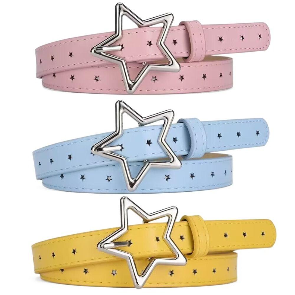 Adjustable Five-point Star Waistband Heart Women Waist Belt Elegant Star Belt  Men